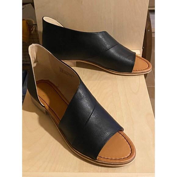 Beast Fashion Black Open-Toe Ankle Booties Size 10 Womens Faux Leather - Picture 1 of 2